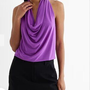 Express Draped Cowl Neck Racerback Tank Deep Amethyst XL